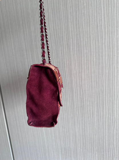 Vintage Chanel Chocolate Bar Suede 2.55 Reissue Single Flap Shoulder Bag