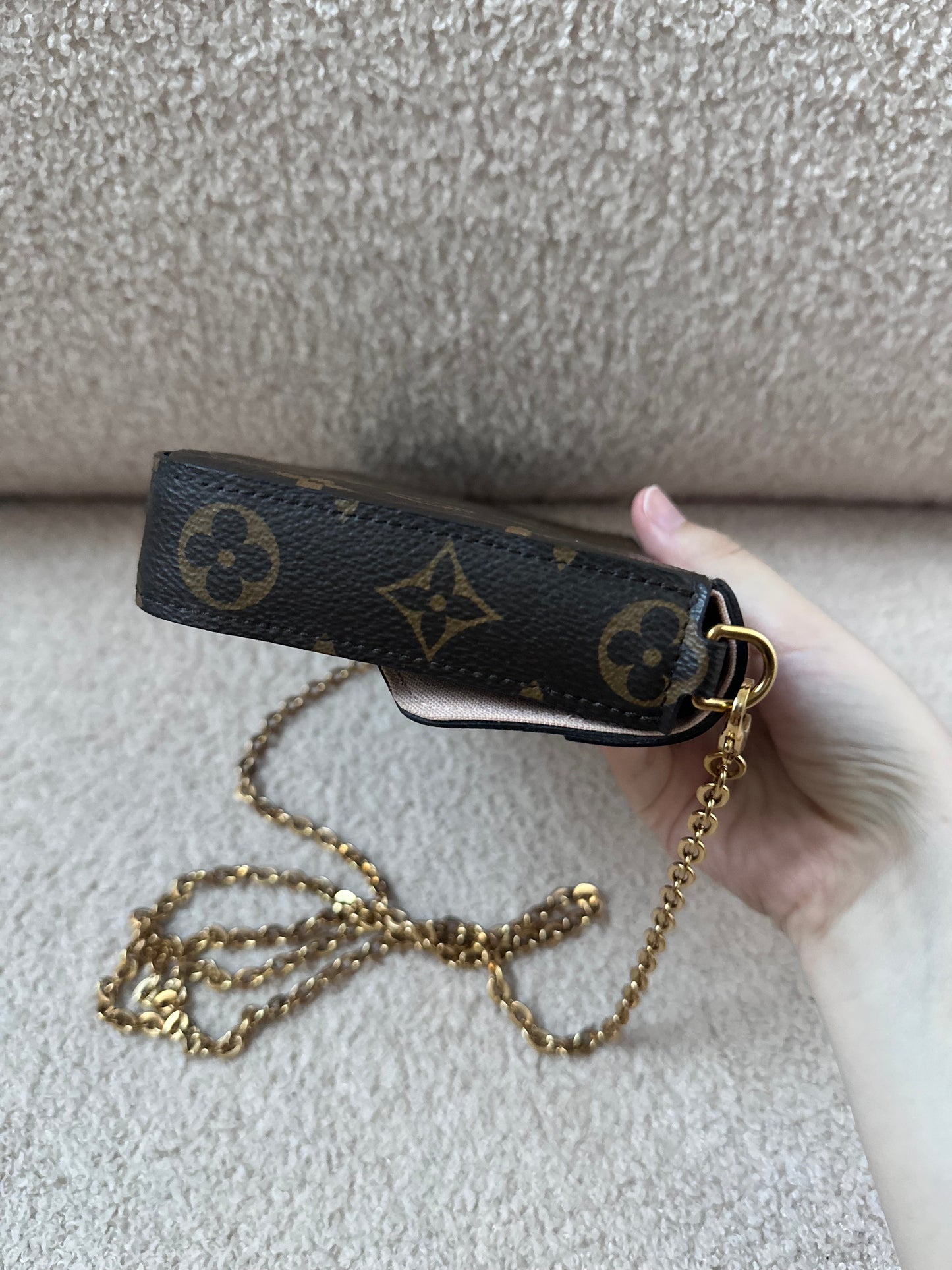 Louis Vuitton Limited Edition Valentine Dog Pochette Felicie Crossbody Bag - Monogram / Rose Ballerine