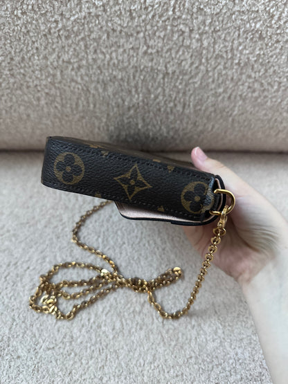 Louis Vuitton Limited Edition Valentine Dog Pochette Felicie Crossbody Bag - Monogram / Rose Ballerine