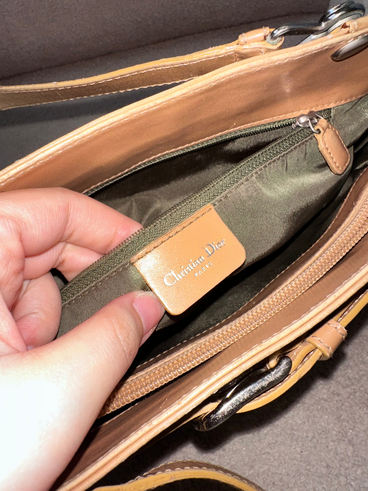 Christian Dior Green Oblique Trotter Jeans Pocket Shoulder Bag