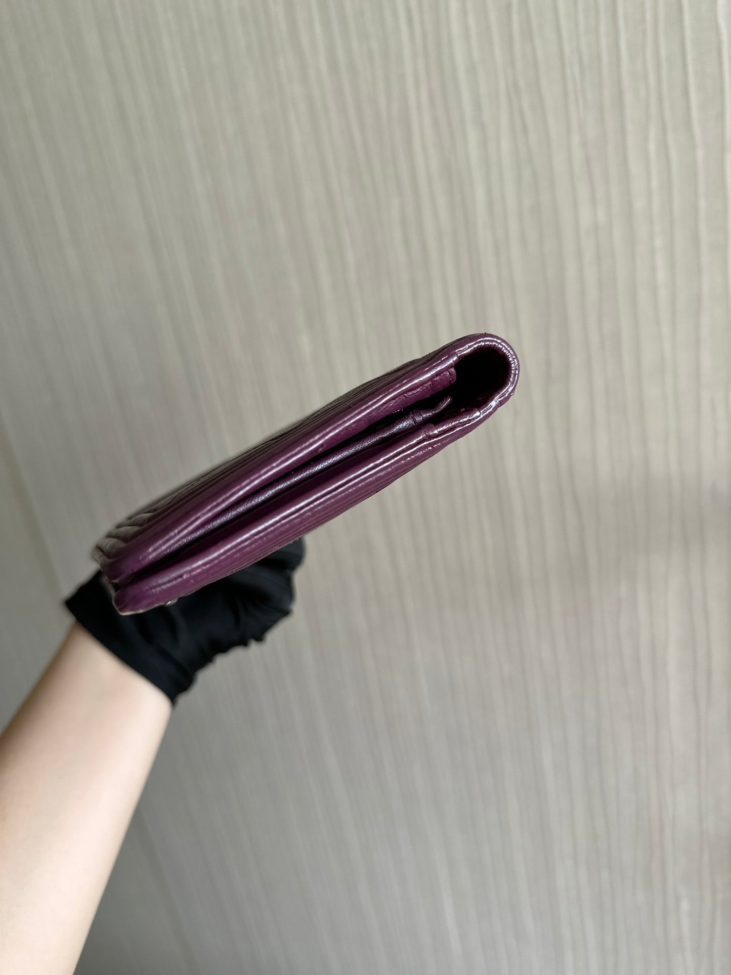 Chanel Boy Bifold Classic Wallet Purple Leather