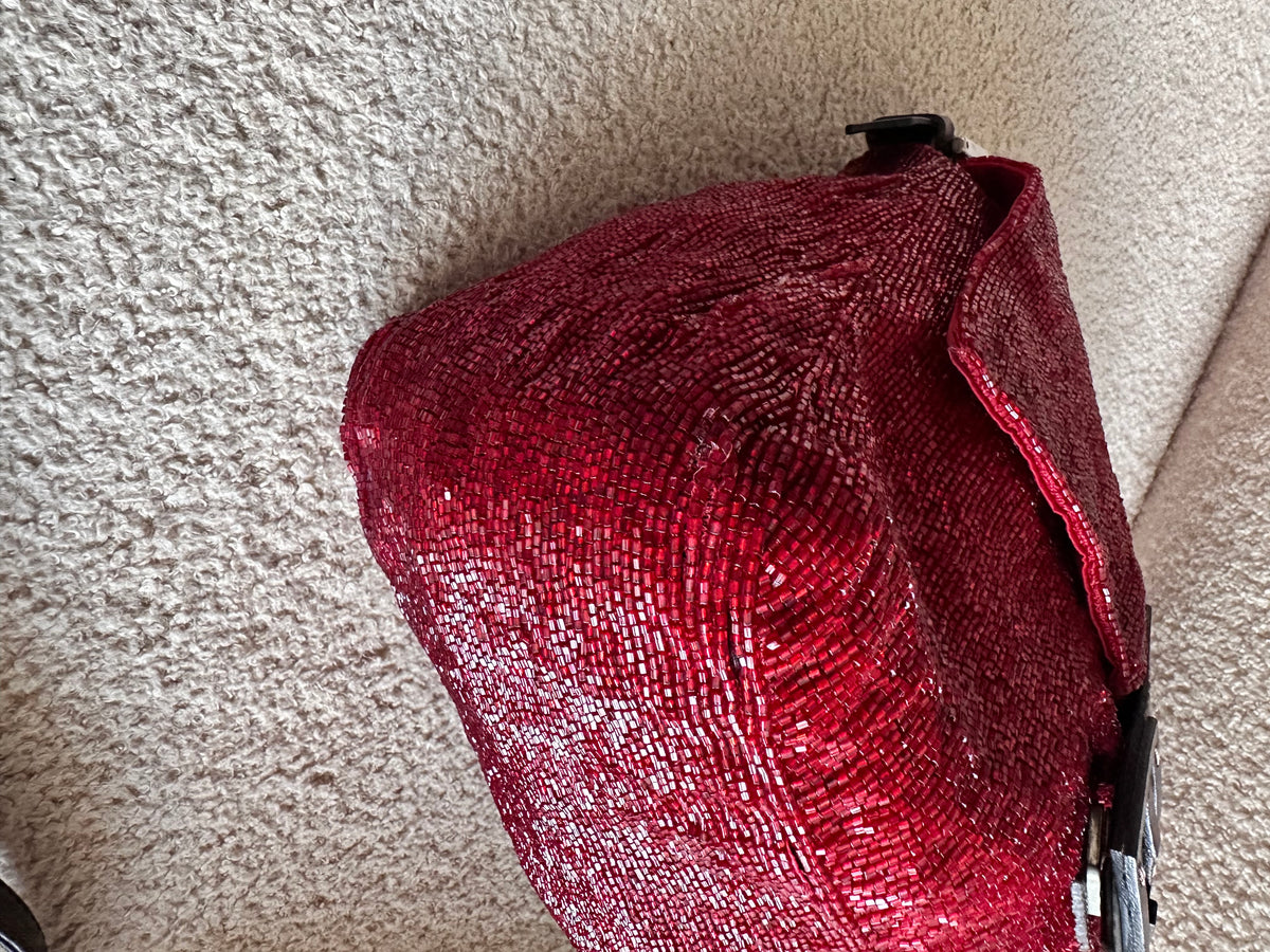 Fendi Red Beaded Sequin Mamma Baguette Archive