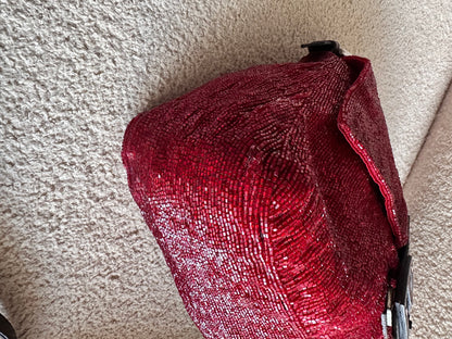 Fendi Red Beaded Sequin Mamma Baguette Archive