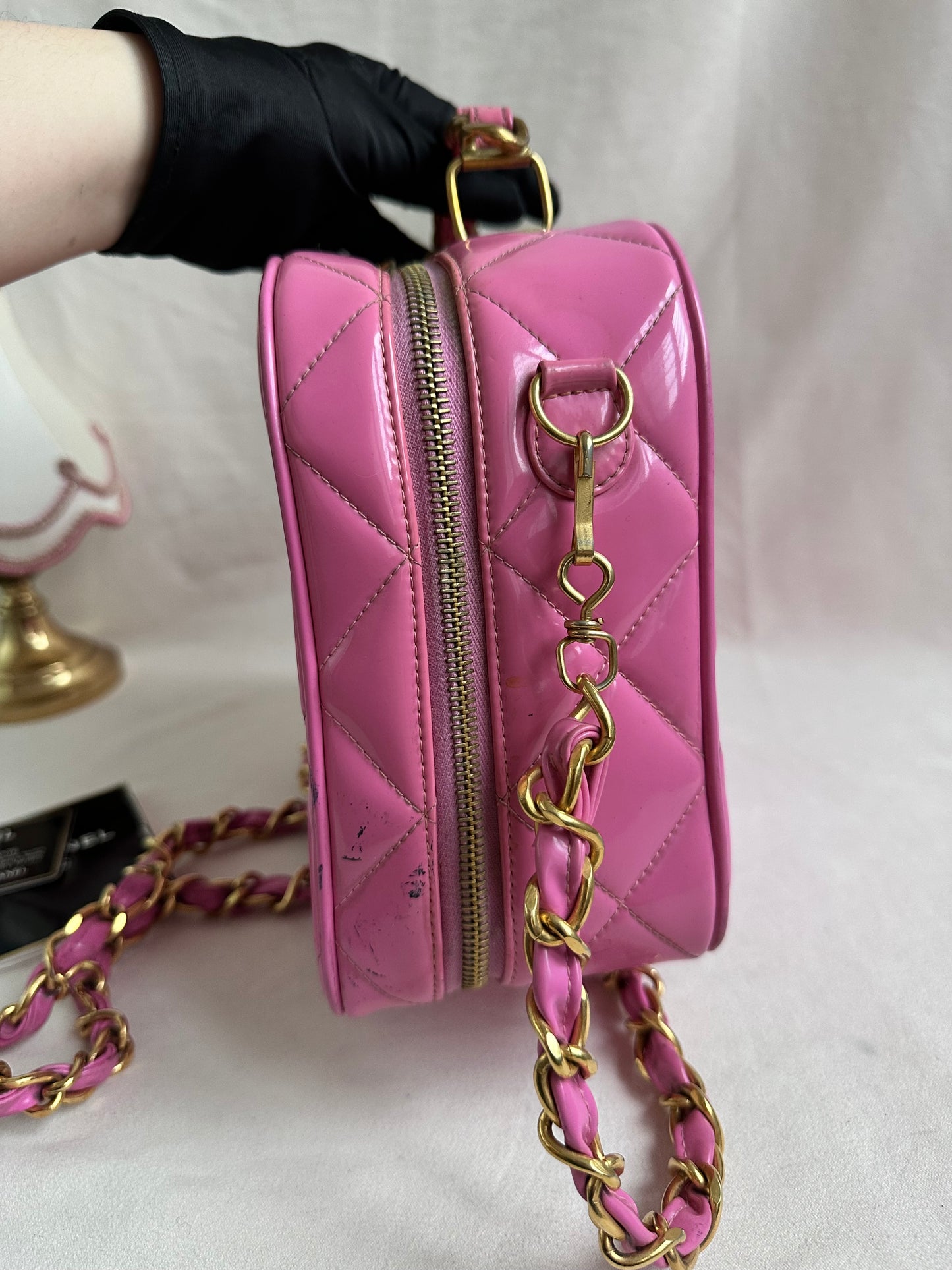 Rare Chanel 1995 Barbie Pink Medium Vanity Two Way Bag with Chain