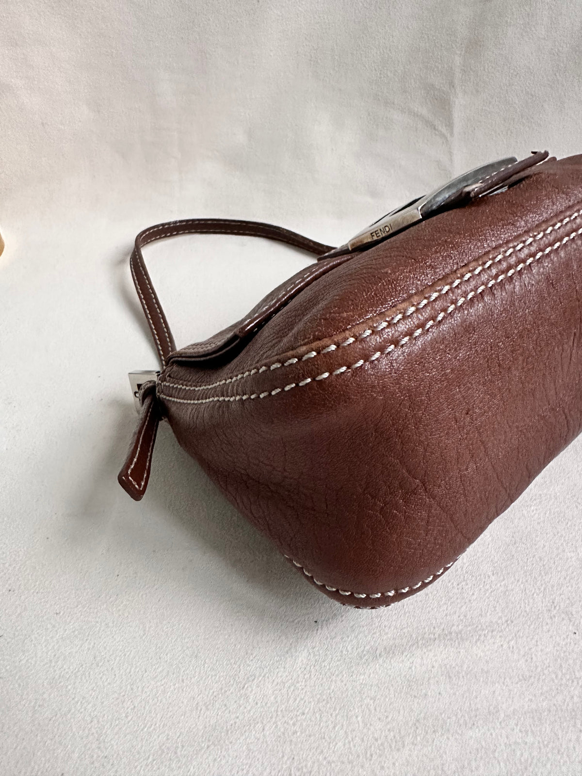 Fendi Brown Leather Small Baguette Bag