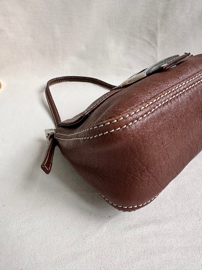 Fendi Brown Leather Small Baguette Bag