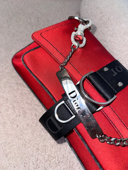 Dior John Galliano Hardcore Medium Hobo Shoulder Bag Crystal Logo
