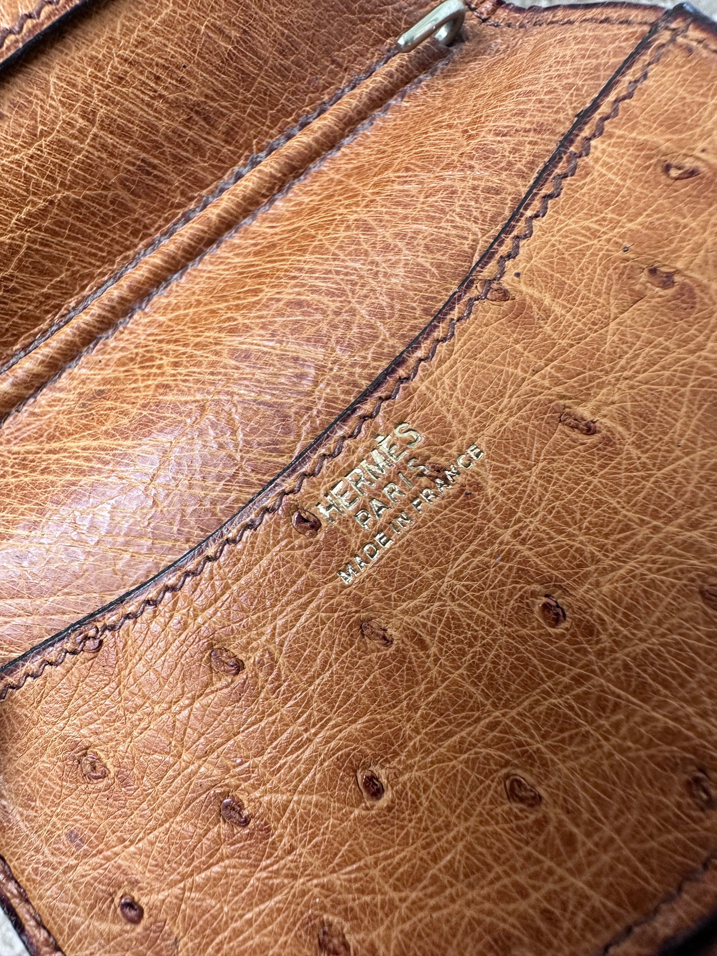 Hermes Exotic Ostrich Leather Mini Agenda Notebook Card Holder Case