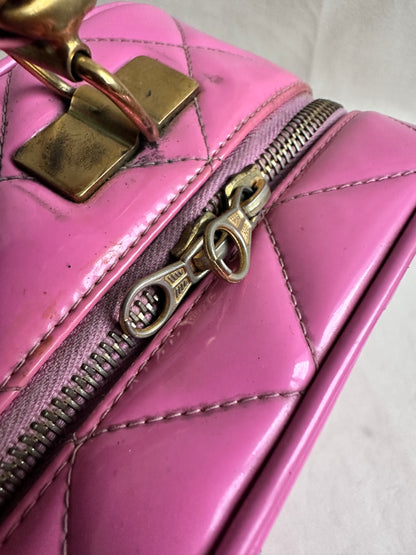 Rare Chanel 1995 Barbie Pink Medium Vanity Two Way Bag with Chain