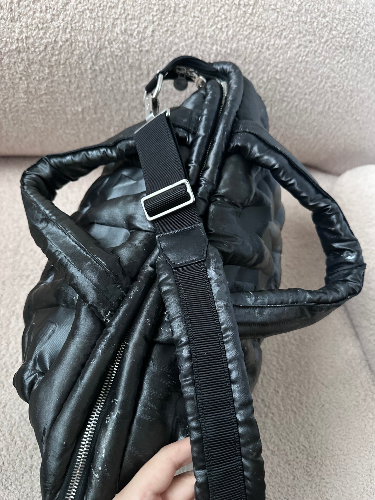 Chanel Large Two-Way Cocoon Bowling Travel Bag Black