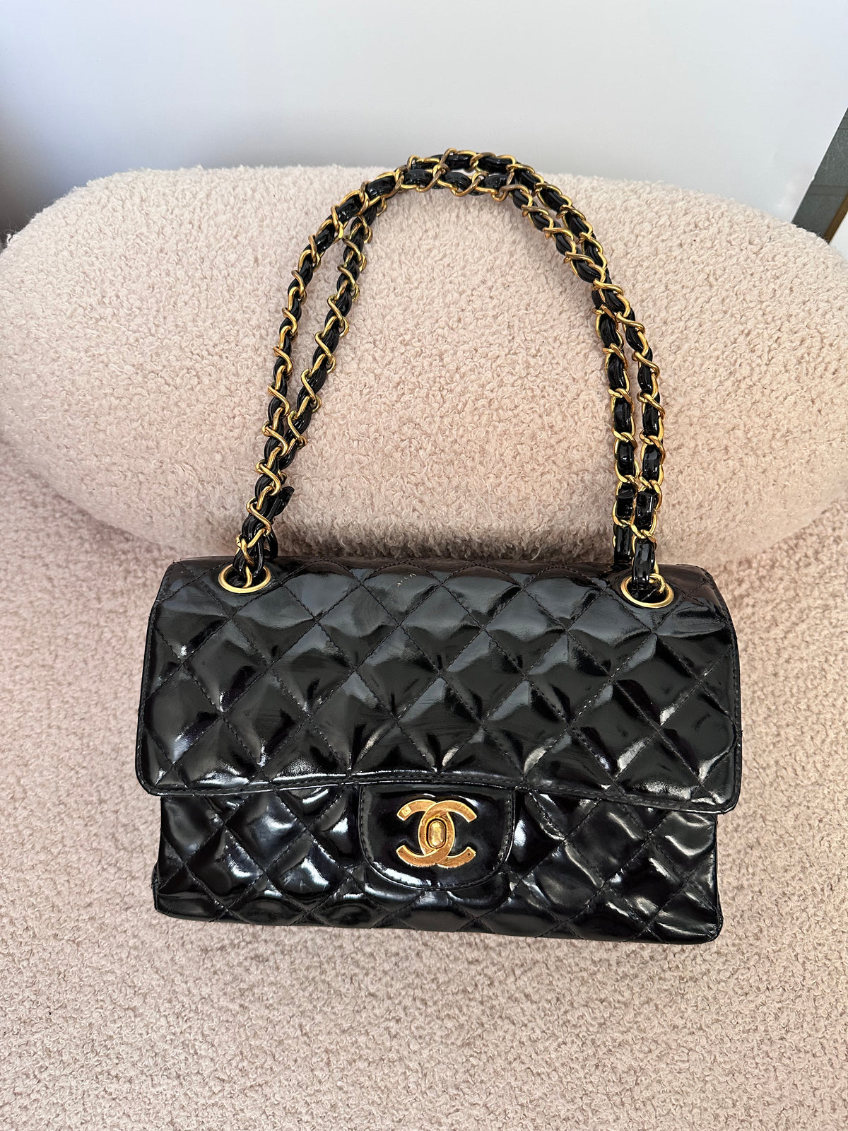 Chanel Vintage Double Face Black Quilted Classic Flap Bag