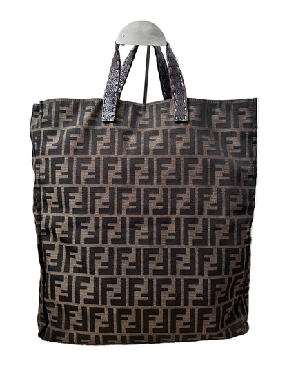 Fendi Vintage Brown FF Zucca Tote Bag