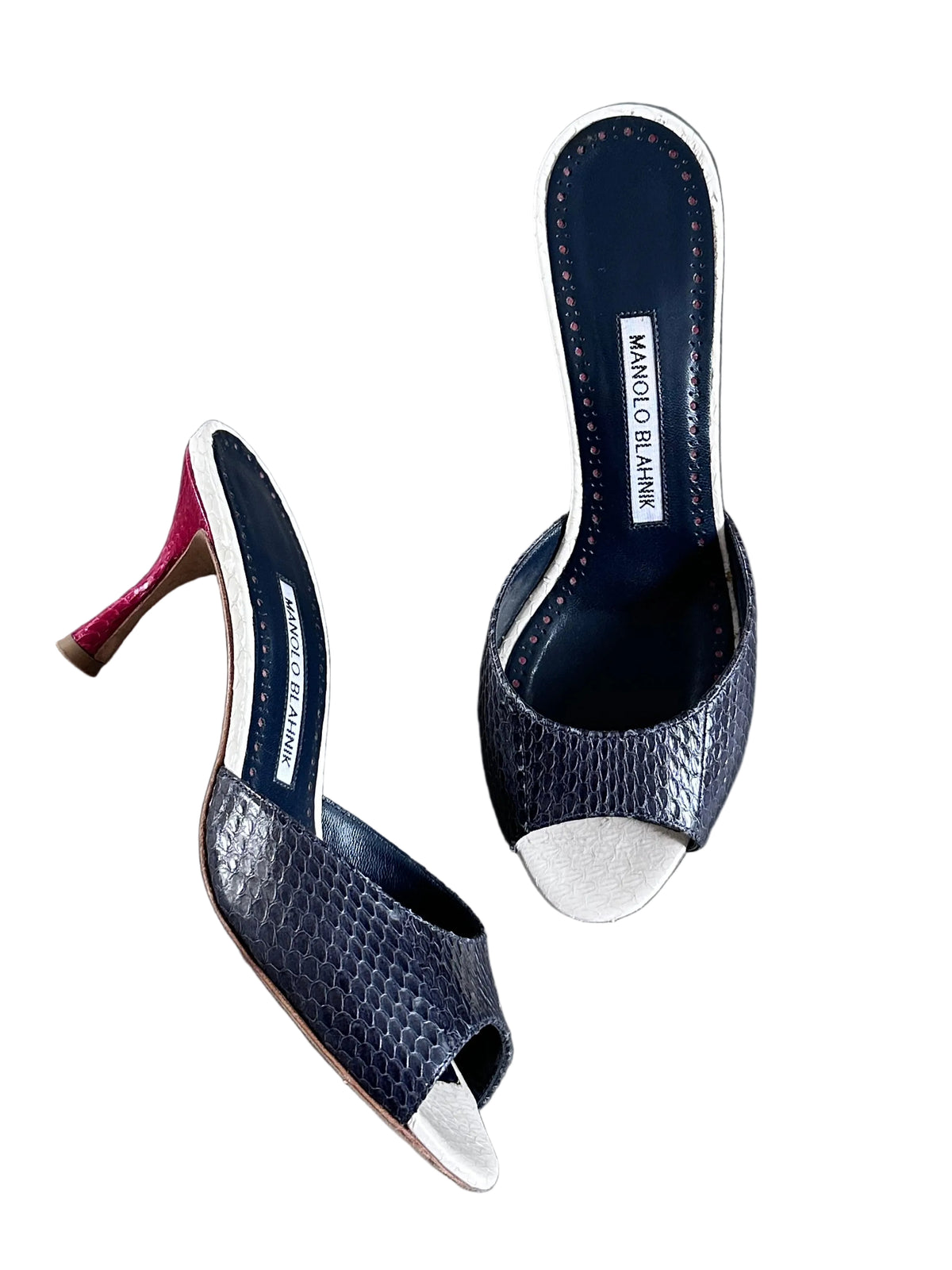 Manolo Blahnik Python Jada 70 Mules Heels