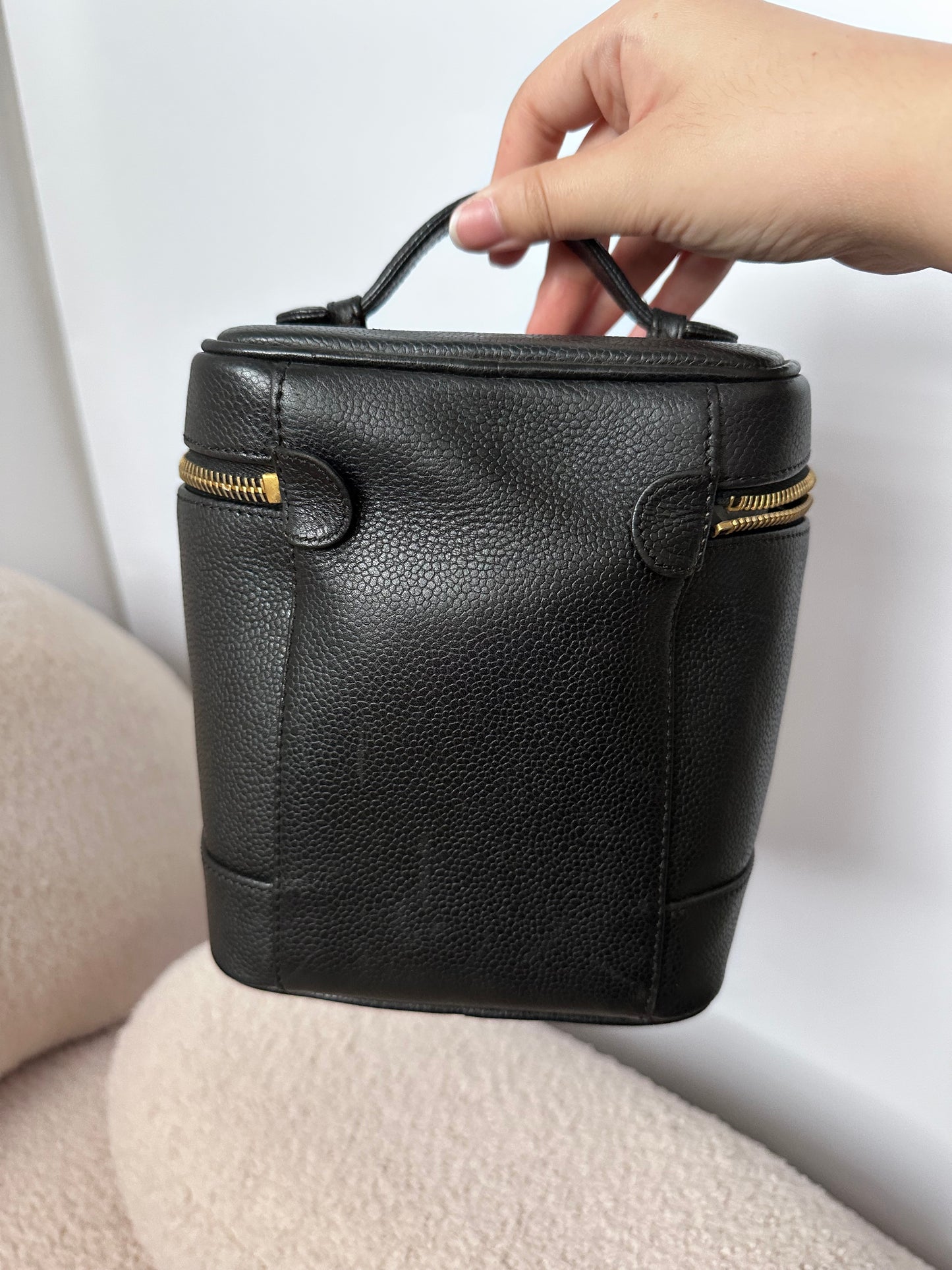 Chanel Vintage Caviar Vanity Top Handle Bag Black