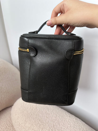 Chanel Vintage Caviar Vanity Top Handle Bag Black