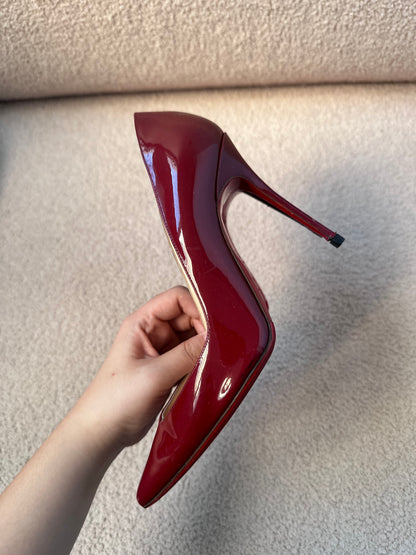 Christian Louboutin Miss Z Burgundy Patent Pumps (Size 37)