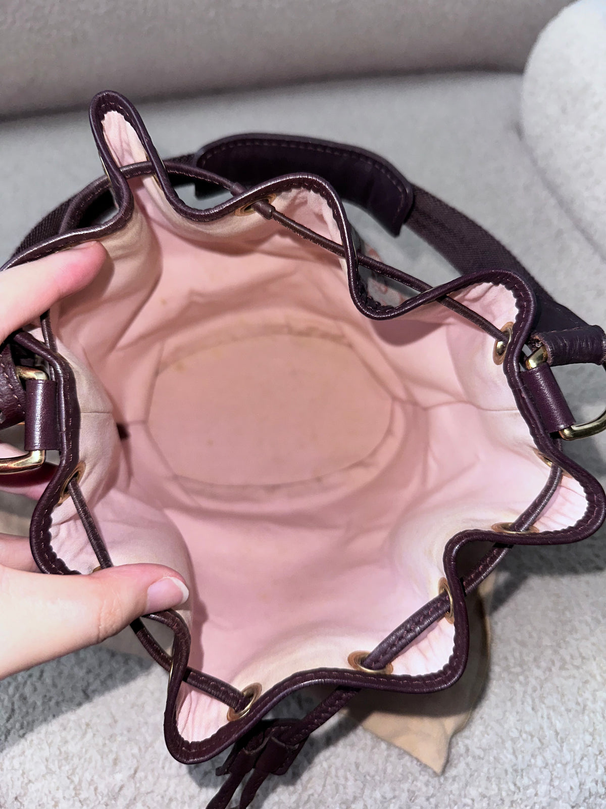 Louis Vuitton Noelie Monogram Mini Lin Canvas Bucket Bag