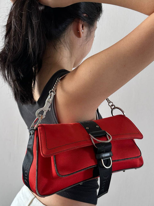 Dior John Galliano Hardcore Medium Hobo Shoulder Bag Crystal Logo