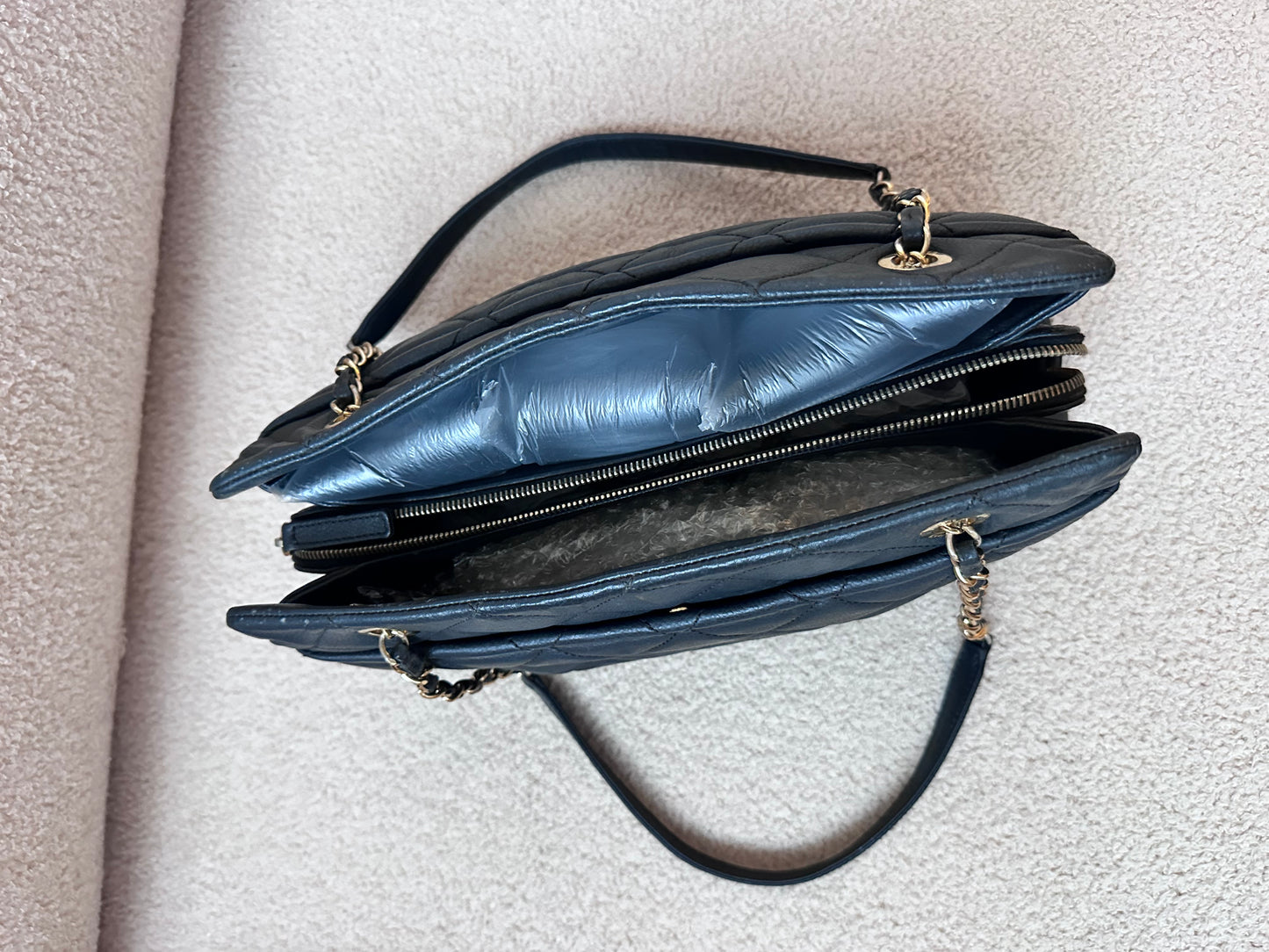 Chanel Caviar Bowling Shoppers Tote Bag - Black Gold Hardware