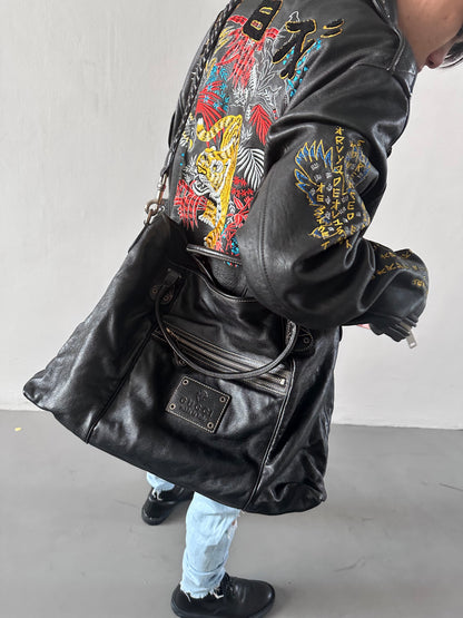 Gucci Voyager Black Leather Hobo Extra Large Tote Bag