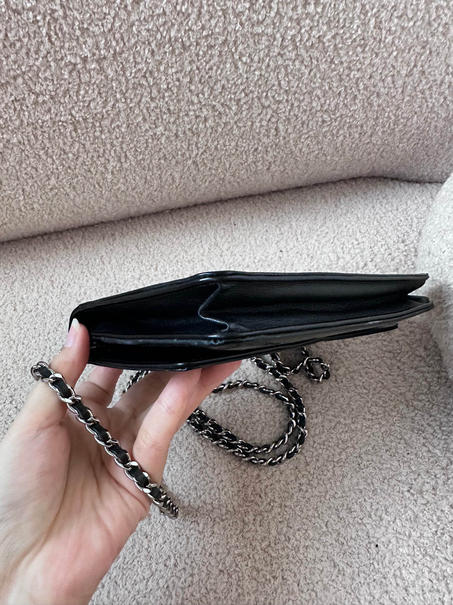 Chanel Vintage Wallet On Chain Bag - Black Patent