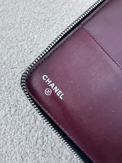 RARE Chanel Caviar Quilted Zip Around Organiser Agenda Large Clutch