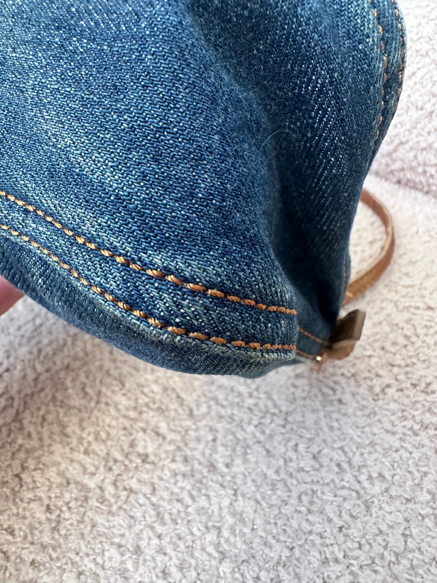 Fendi Vintage Blue Denim Lizard Trim Baguette