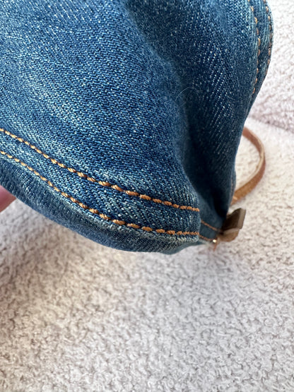 Fendi Vintage Blue Denim Lizard Trim Baguette