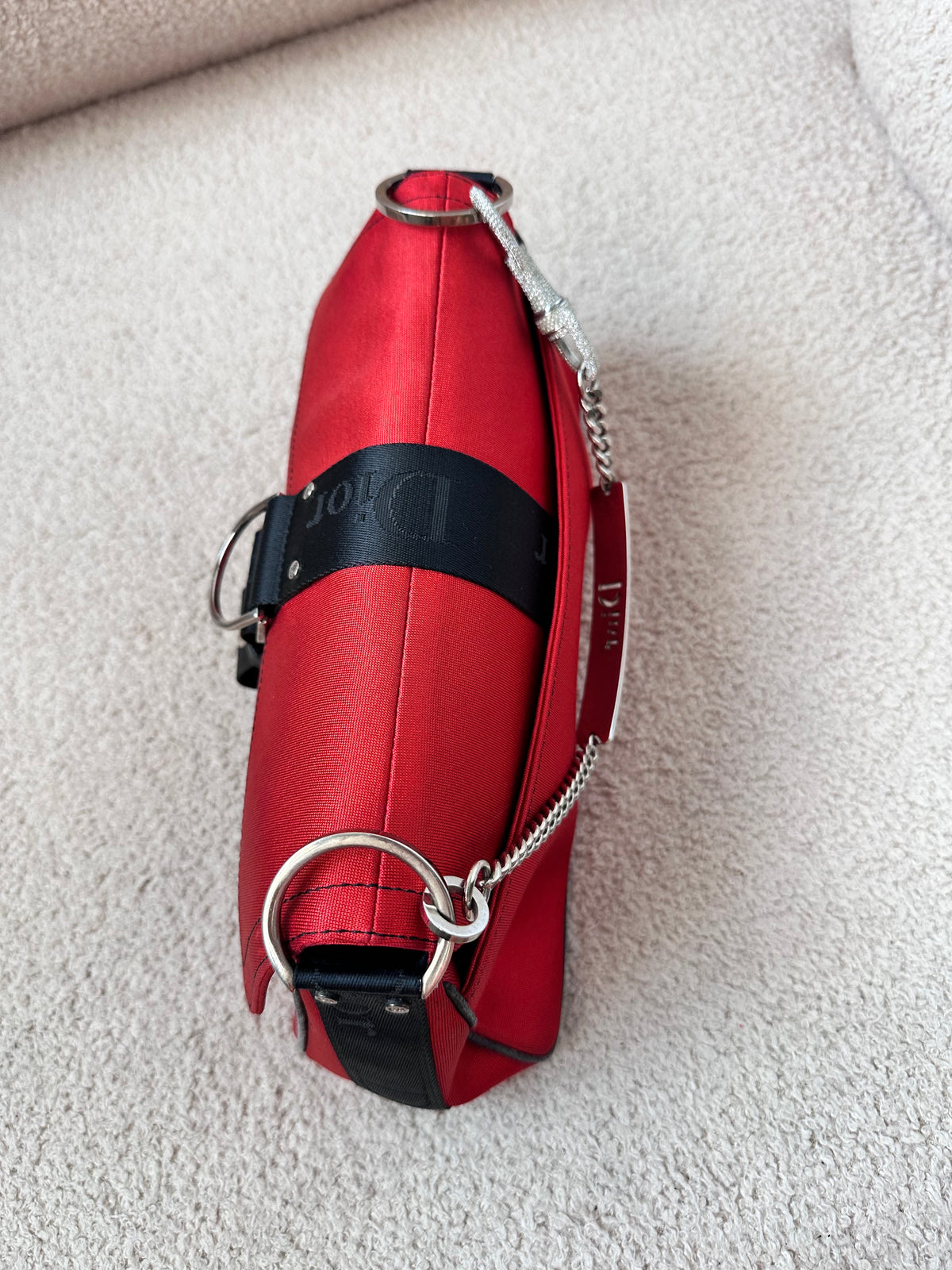 Dior John Galliano Hardcore Medium Hobo Shoulder Bag Crystal Logo