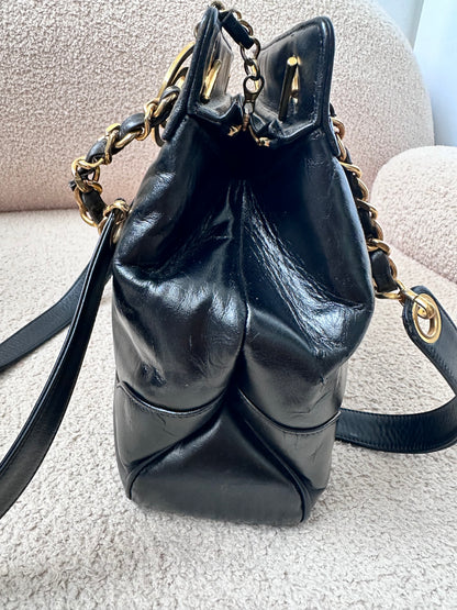 Chanel Vintage CC Logo Shoppers Tote Bag