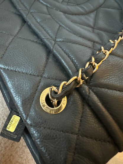 Chanel Caviar Bowling Shoppers Tote Bag - Black Gold Hardware