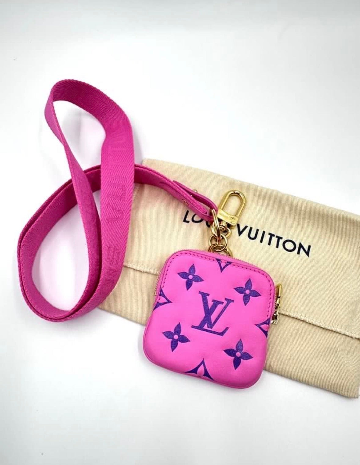 Louis Vuitton Multi Pochette Case Lanyard Pink Monogram