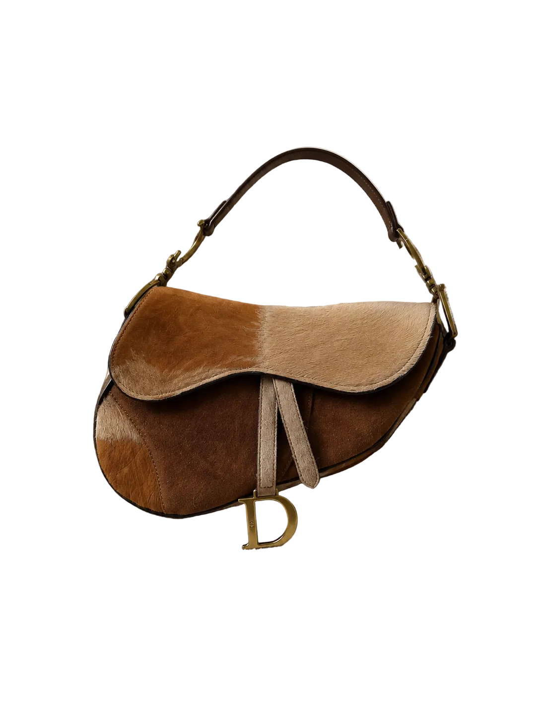 Rare Dior John Galliano Ponyhair Suede Saddle Bag