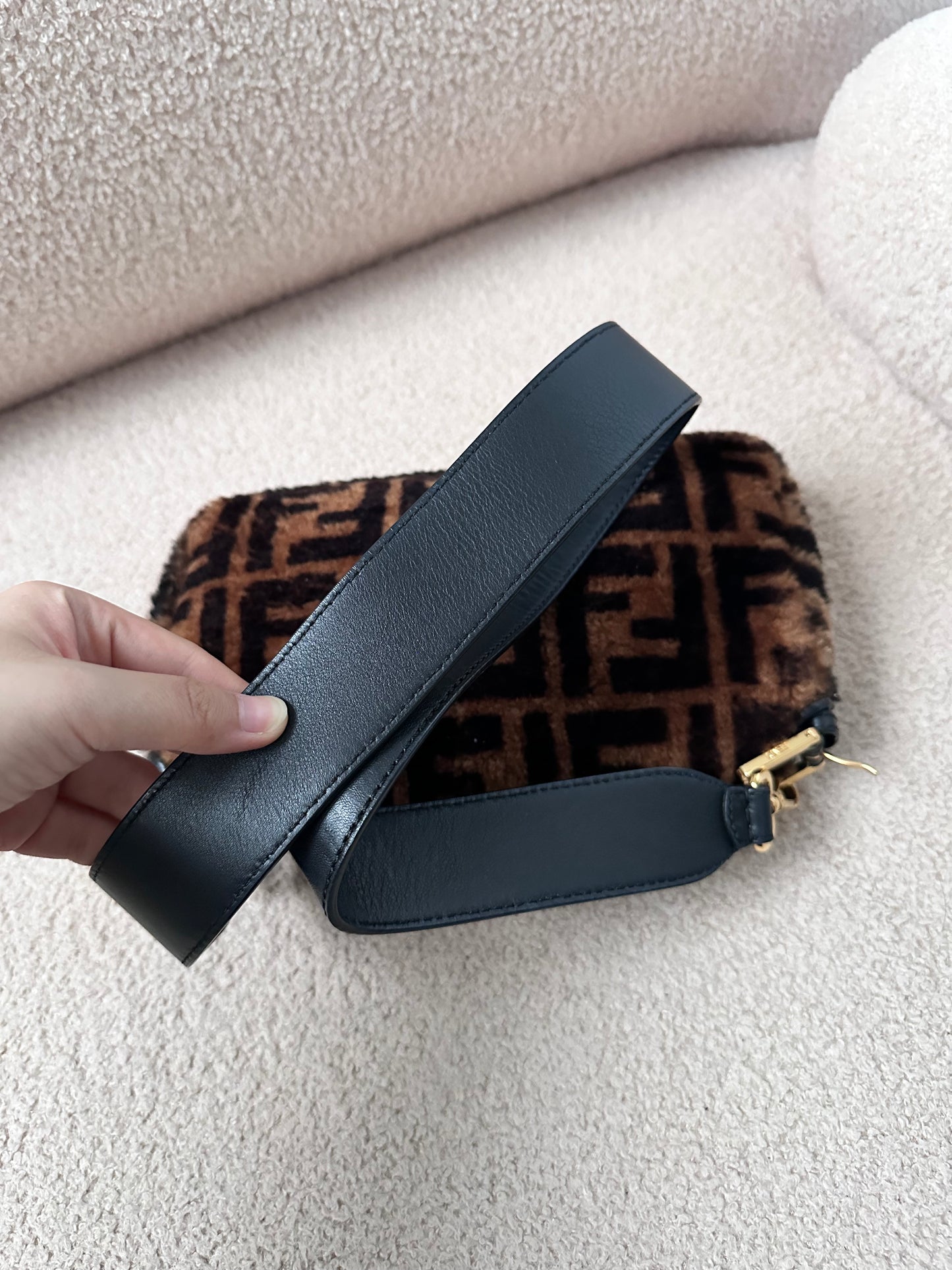 Fendi Shearling Fur Zucca Baguette