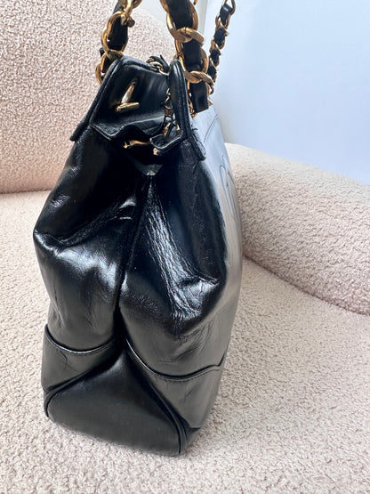 Chanel Vintage CC Logo Shoppers Tote Bag