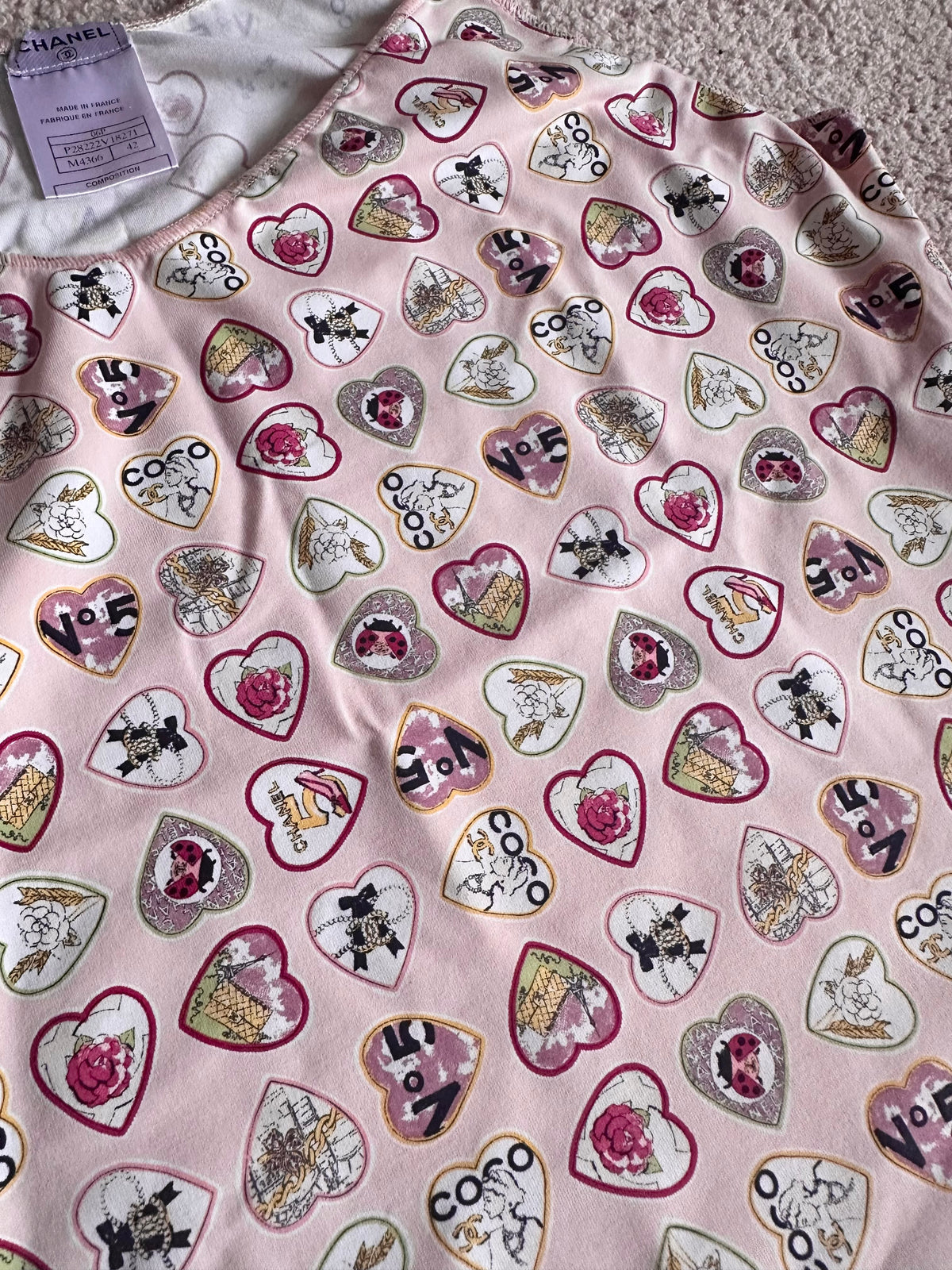 Rare Chanel Valentine’s Heart Camisole Tank Top Pink