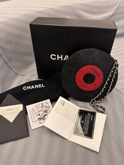 Rare Chanel Vinyl Record Disk Minaudiere Clutch Bag