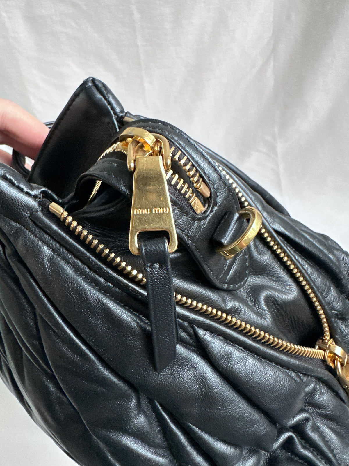 Miu Miu Large Matelasse Nappa Leather Bag Black