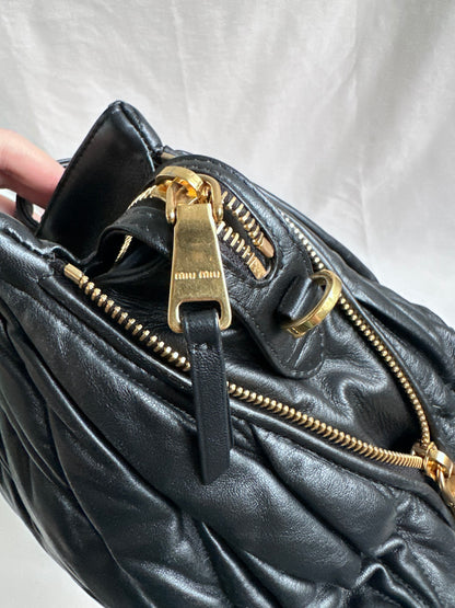 Miu Miu Large Matelasse Nappa Leather Bag Black