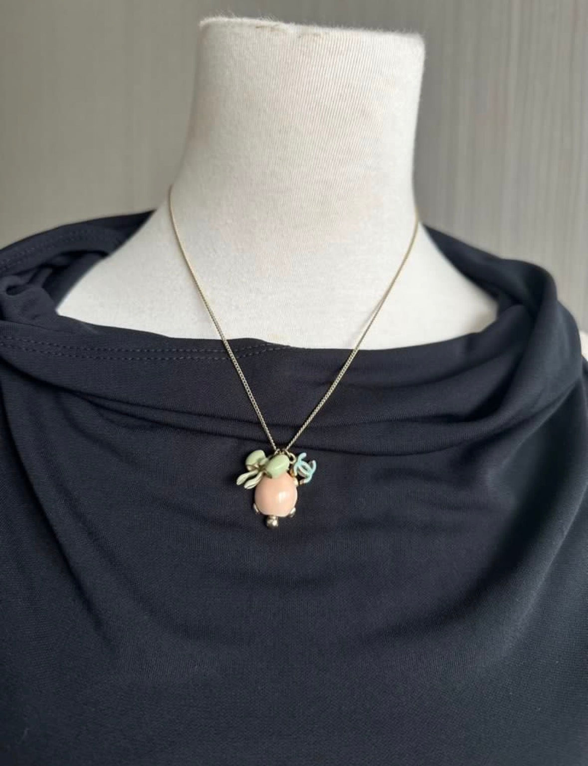 Rare Chanel 2008 Ribbon Turtle CC Icon Necklace Pendant