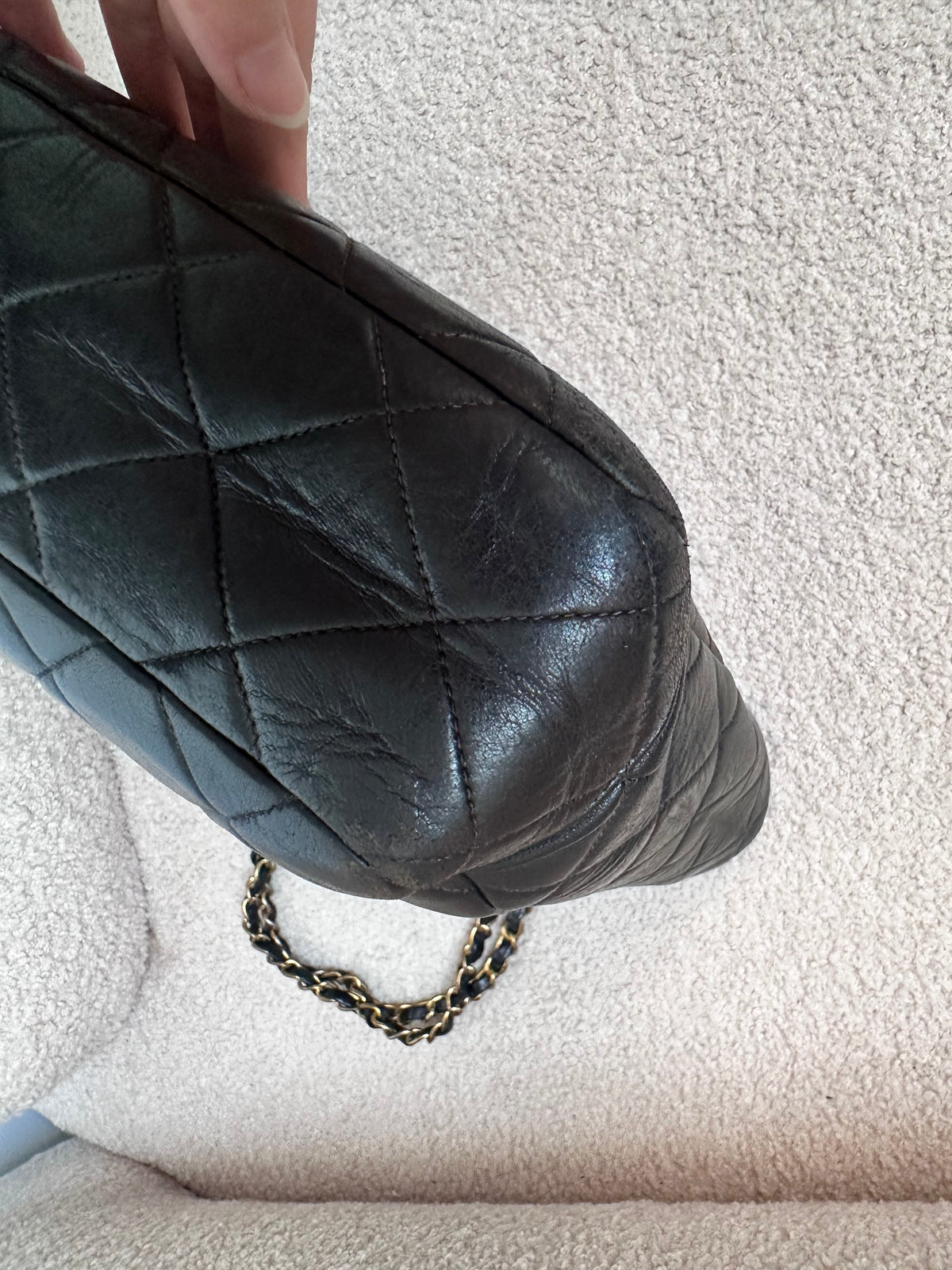 Chanel Black Vintage Quilted Chain Tote Bag 24K Gold Hardware