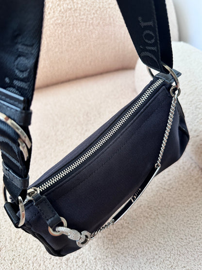 Dior John Galliano Hardcore Small Hobo Bag Crystal Logo