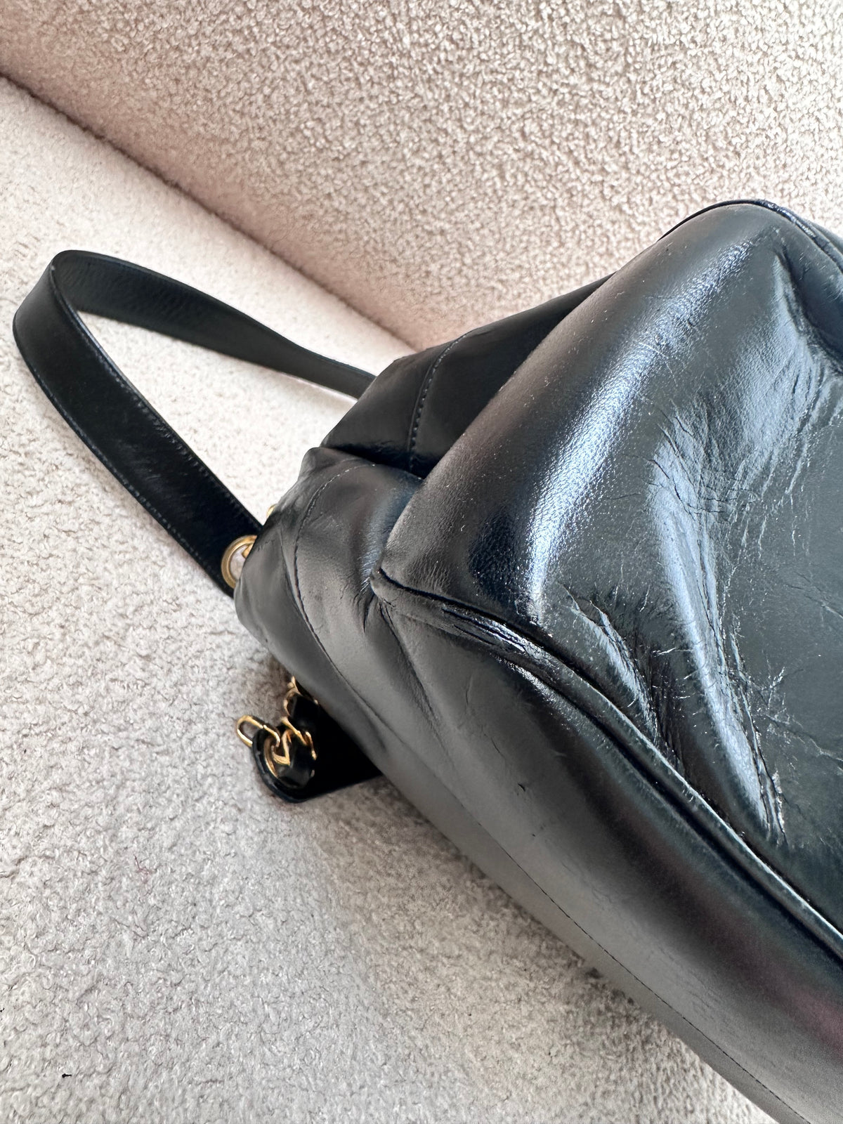 Chanel Vintage CC Logo Shoppers Tote Bag
