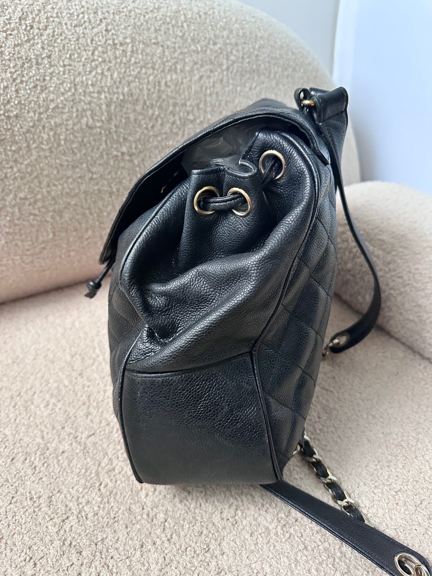 Chanel Caviar Large Vintage Quilted CC Backpack - Black / 24k Gold Plated Hardware