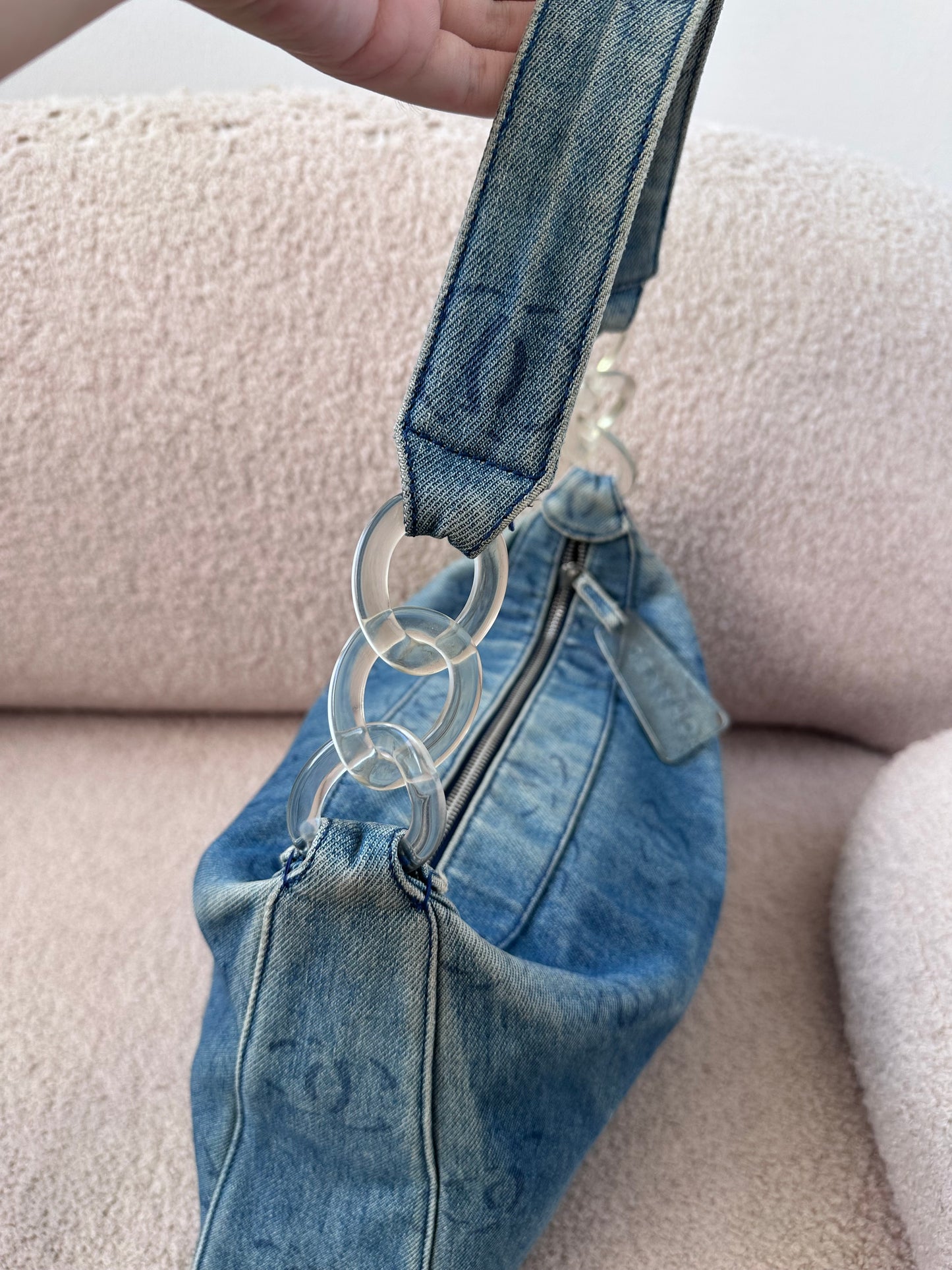 Chanel 2002 Large Denim Hobo Shoulder Bag