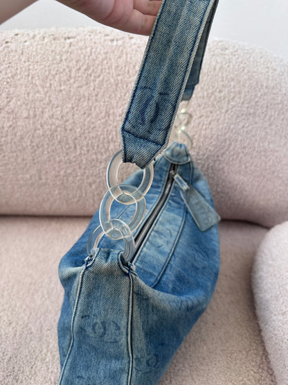 Chanel 2002 Large Denim Hobo Shoulder Bag