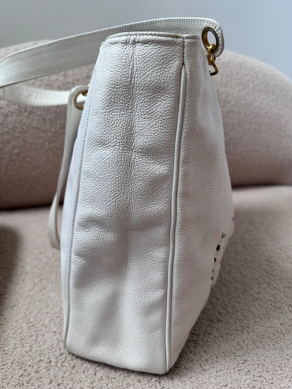 Chanel Caviar Large Perforated CC Shopping Tote Bag