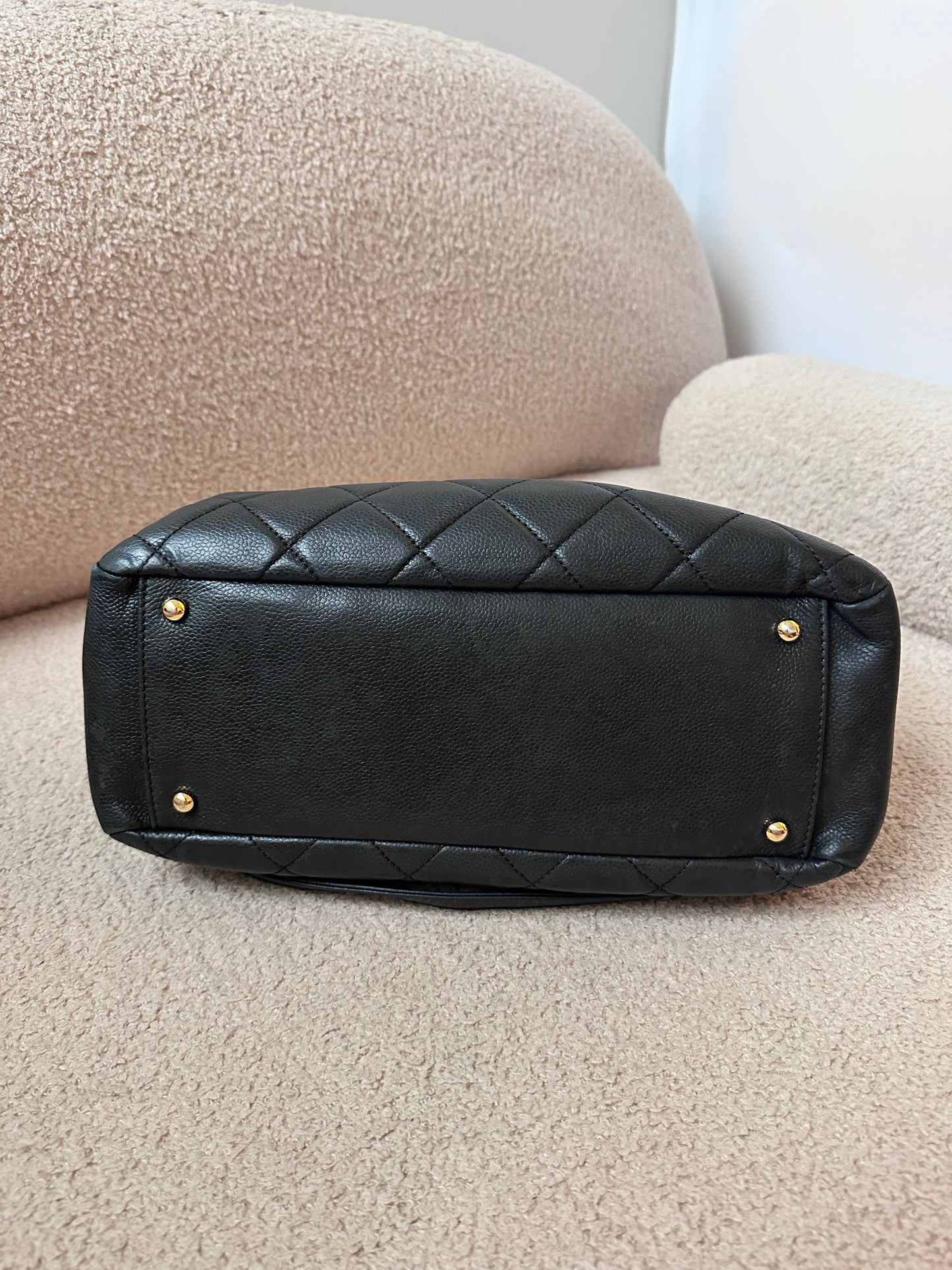Chanel Caviar Bowling Shoppers Tote Bag - Black Gold Hardware
