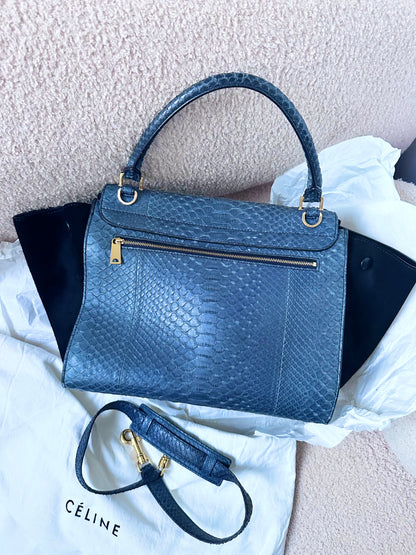 Celine Navy Python Trapeze Bag