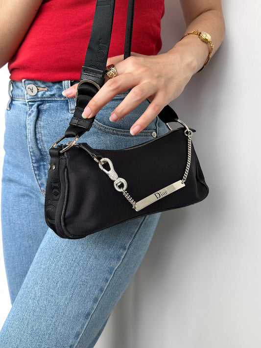 Dior John Galliano Hardcore Small Hobo Bag Crystal Logo